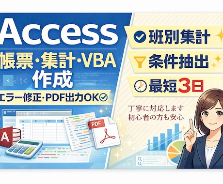 Accessの帳票・集計・VBA作成します 業務で使える実用的なAccessを作成します イメージ1