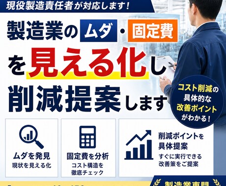 製造業のムダ・固定費を見える化し削減提案します 製造業のコスト削減・業務改善を具体的にご提案します イメージ1