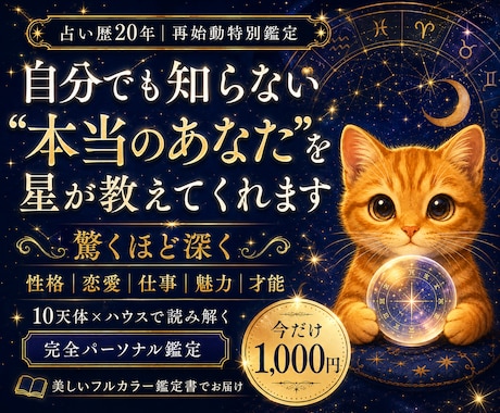 自分でも知らない本質を星で占います 占い歴20年。性格・恋愛・仕事まで深く鑑定 イメージ1