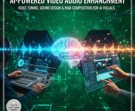 AI動画に音声調整＋効果音やBGM制作挿入致します 音声挿入・タイミング調整・BGM＆効果音＋ノイズ除去一括対応 イメージ1