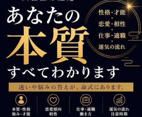 四柱推命で本質・恋愛・仕事を徹底鑑定します あなたの人生の“答え”を命式から読み解きます イメージ1
