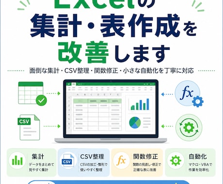 Excelの集計・表作成を改善します 面倒なExcel作業を使いやすく整えます イメージ1
