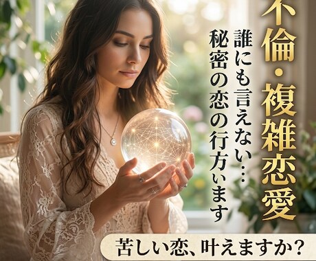 即日対応：複雑恋愛をタロットで詳しく解明します 誰にも言えない秘密の恋。タロットで現状を解明し、光を灯します イメージ1