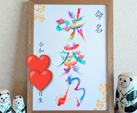 特定のお客様専用ページでございます 縁起物の花文字命名書を2点制作します イメージ2