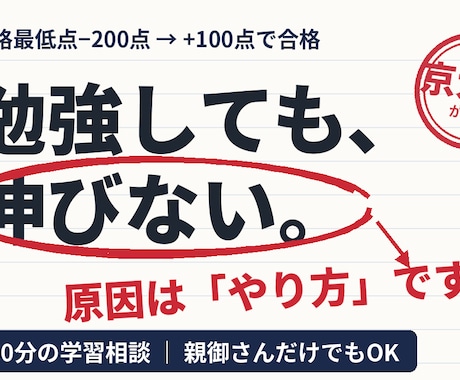 元偏差値50台→京大｜伸びない原因を特定しますます イメージ1