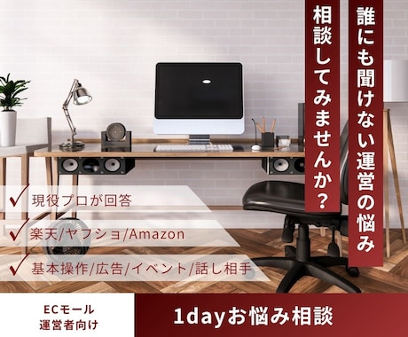 現役EC運用者がモール店運営のお悩み相談に乗ります 楽天/Yahoo!/Amazon運営に悩んだらご相談ください イメージ1