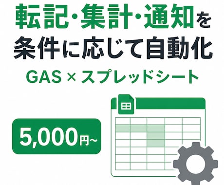 スプレッドシートの面倒な作業をGASで自動化します 毎日の転記・集計・通知を、条件に応じて自動化 イメージ1