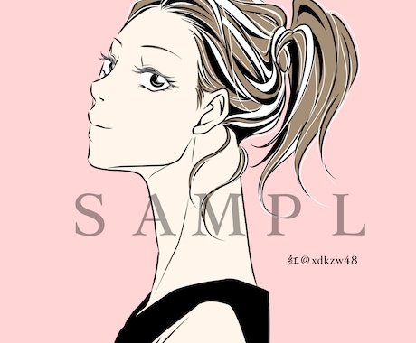 男性、女性モノクロアイコン描きます 。着物、スーツ、制服、ドレス、巻き毛、丁髷etc。背景単色塗 イメージ1