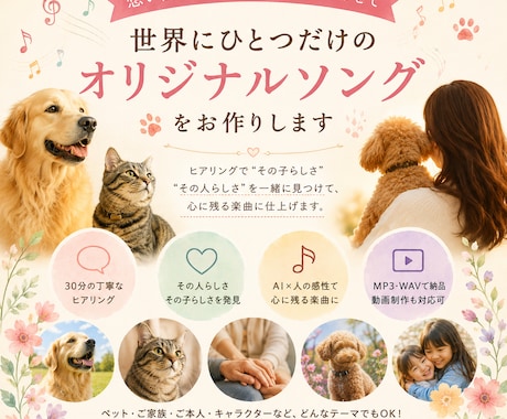 ペットや大切な人の歌作ります 30分の対話から、世界にひとつの歌をお作りします イメージ1