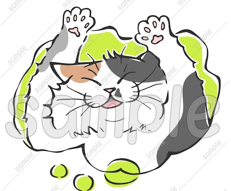 商用利用OK！猫の手書きイラスト販売しています SNS、パンフレットやチラシ、POP、名刺、印刷の素材に★C イメージ2