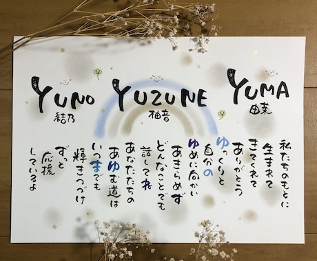 皆様へ心温まる名前の詩をお作りします 贈った方も贈られた方も笑顔になる特別な1枚お届けします イメージ2