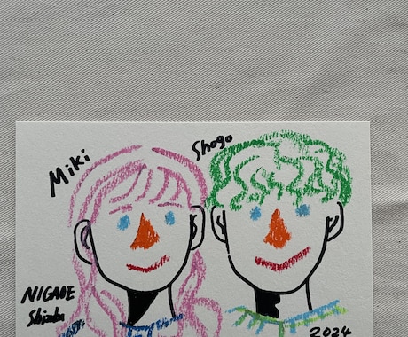 絵本タッチのクレヨン画似顔絵描きます 手書き似顔絵絵本タッチのクレヨン画でお描きします イメージ2