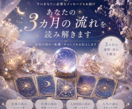 未来リーディング〜3カ月の運気の流れ〜を占います 恋愛・金運・仕事・対人関係・家族関係・転機・心 イメージ1