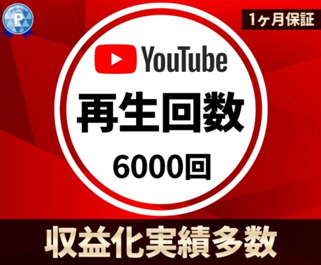 YouTube再生回数6000★収益化実績あります 100再生からお振り分け可能★+6000～+3万回をご提供 イメージ1