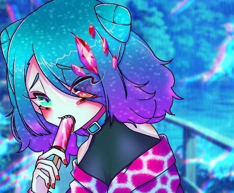 SNSアイコン！ネオンカラー風イラスト描きます アイコンサイズ正方形のイラストを描きます！ イメージ1