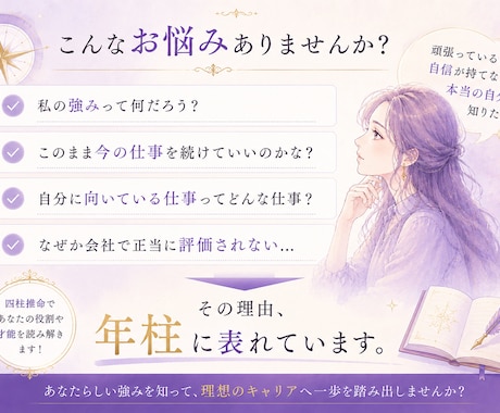 モニター価格！仕事の強みを四柱推命で鑑定します キャリア特化！あなたが会社で選ばれる理由を知ろう イメージ2