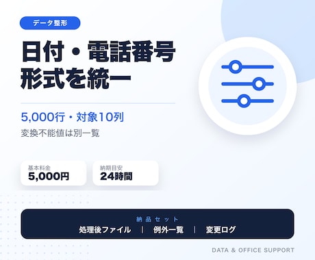 日付・電話・郵便番号などの形式を統一します イメージ1