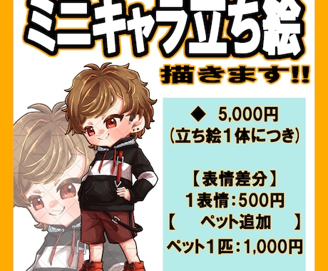ミニキャラ立ち絵描きます アニメイラスト調な立ち絵はいかがですか！ イメージ1