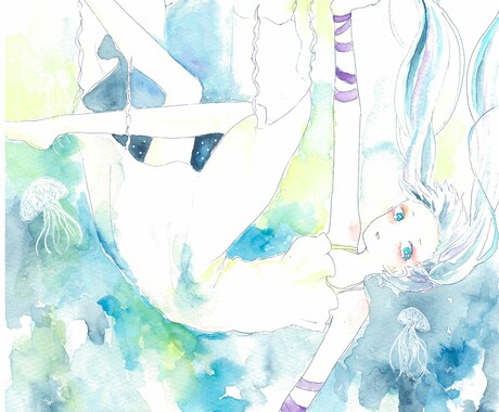 動画用や観賞用に 一枚絵描きます 歌ってみたやオリジナル曲の一枚絵に アナログイラスト イメージ1