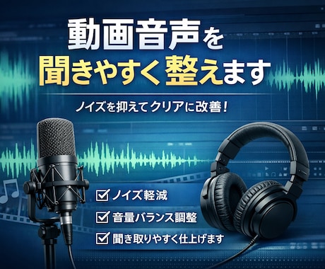 動画の音声を聞きやすく整音します 動画の音声、SE、BGMなどを自然で聞きやすく整音します イメージ1