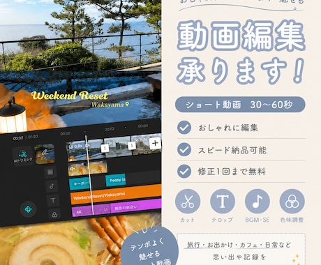 おしゃれなmini vlog動画を作成します 思い出や日常の動画をおしゃれなショート動画に仕上げます イメージ1