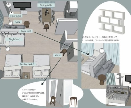 3Dレイアウト付きでインテリアデザインをします 北欧で活動中のプロがおしゃれな空間をご提案 イメージ2