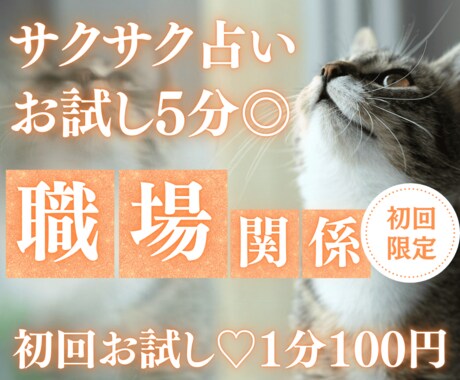 お試し♡5分でサクッと、あなたの職場関係を占います 【5月末まで♡初回限定】1分200円→100円｜モヤモヤ整理 イメージ1