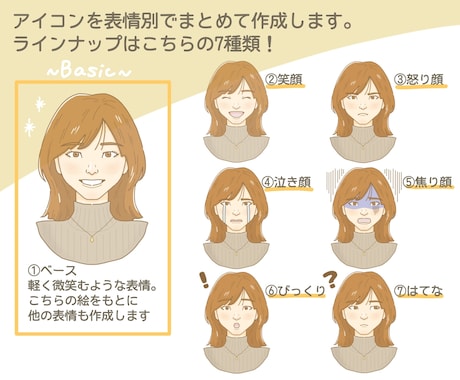 7点セット！ほどよいおしゃれ感のアイコン描きます 写真をもとに描く、シンプルすぎず甘すぎないイラストアイコン イメージ2
