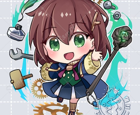 ミニキャラ（小物つき）描きます SNS、グッズなどに！印刷可能です！ イメージ2