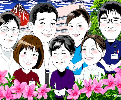 転勤・退職祝いなどの記念品イラストを作成します 一緒に過ごした貴重な時間や思い出をイラストにします。 イメージ1