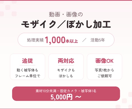 ファンクラブ用などの同人動画にモザイク編集します 実績1000本超｜審査を見据えた丁寧なモザイク・ぼかし加工 イメージ1