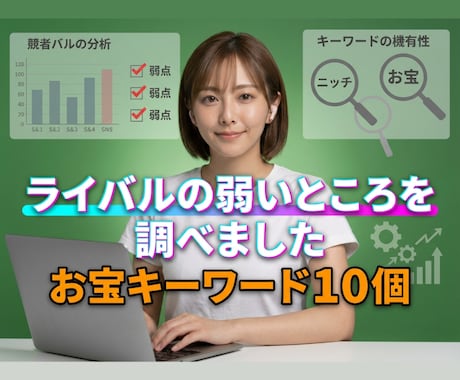 ブロガー必見！穴場キーワード 厳選１０個提供します 低パワードメインでも相手が弱いため上位表示が可能です イメージ1