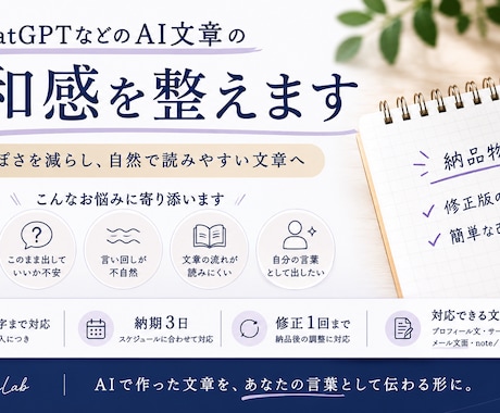 AI文章の違和感を整えます ChatGPT文章を自然で読みやすく調整 イメージ1