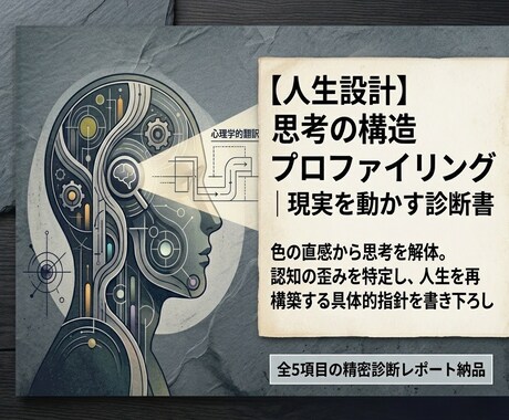 思考の構造プロファイリング｜再構築の診断書作ります 色の直感から思考を解体。認知の歪みを特定し人生の設計図を提示 イメージ1