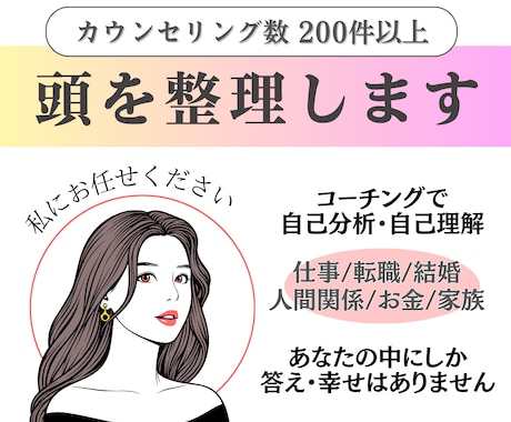 コーチングであなたのお悩みや考えを整理します コーチングで自己分析・自己理解！あなたはどうしたいのか イメージ1