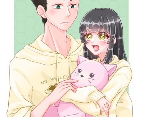 御相手様との可愛い夢絵お描きします 2種類の構図から選ぶと基本料金2000円から! イメージ2
