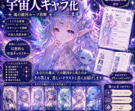あなたを幻想的な宇宙人キャラにします 魂の銀河ルーツ診断あなただけの宇宙人キャラ作成 イメージ1