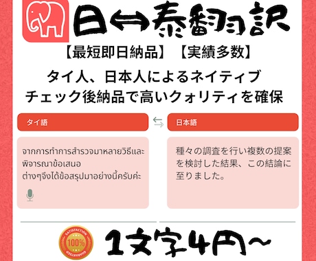 全てのジャンルの日本語⇔タイ語翻訳いたします 最短翌日。日・タイそれぞれのネイティブチェック実施後納品！ イメージ1