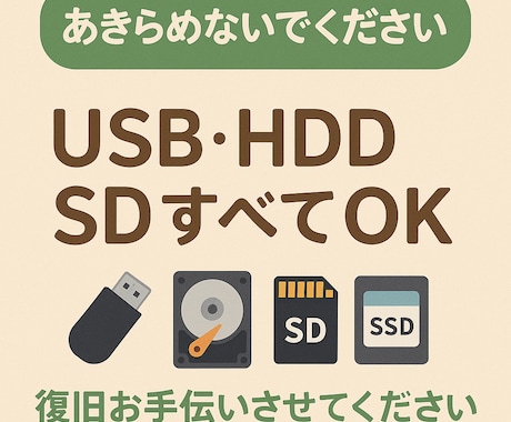 失ったデータを救出します USBメモリ・SD・HDD等各種記憶媒体のデータを救出します イメージ1