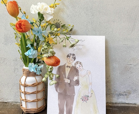 ウェディングイラストお描きします ~結婚式を彩る~ウェルカムボード/サンキュータグ／席札 イメージ2