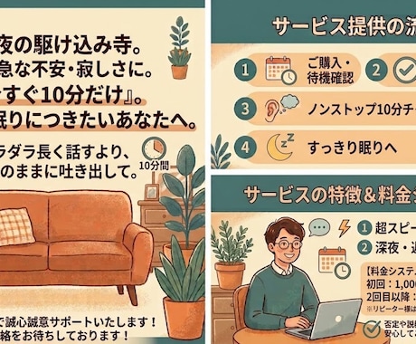 今すぐ10分だけ！聞いて眠れない夜の愚痴聴きます 深夜24時まで受付中！スピード対応であなたの心を軽くします イメージ1