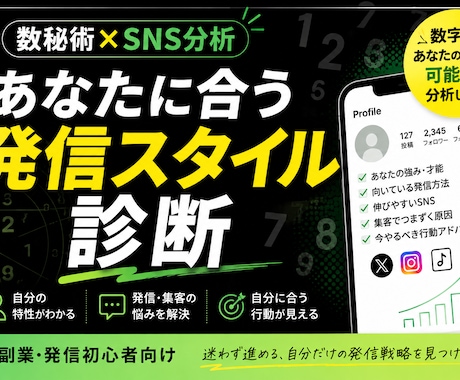 数秘術×SNS集客タイプ診断｜分析します 「SNS・副業・発信に悩む人向けの自己分析診断」 イメージ1