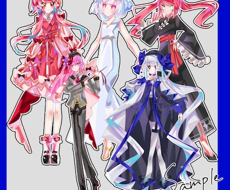 6月まで全身3000円！立ち絵制作します IRIAMやTRPGなどに！キラキラカワイイ系が得意です！ イメージ2
