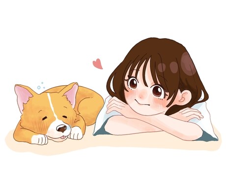 愛犬とあなたのイラストをお描きします かわいい愛犬との２ショットイラストはいかがですか？