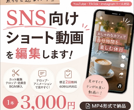 SNS向けショート動画を編集します 素材を送るだけ！SNS向けショート動画編集 イメージ1
