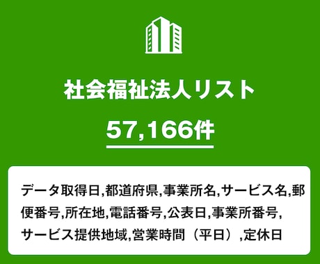 営業リスト 社会福祉法人リストを即納いたします イメージ1