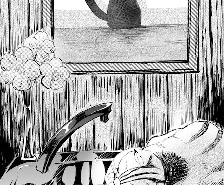 ご家族である動物(種類問わず)のイラストを描きます ご家族の動物ちゃんをコミック風にしてモノクロ絵にします。 イメージ1