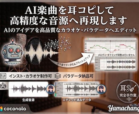 AI生成した楽曲を耳コピしてカラオケ・音源化します イメージ1