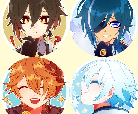 SNSで使えるミニキャラアイコン描きます 少年・青年キャラに並々ならぬこだわりがあります！ イメージ1
