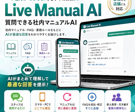 社内マニュアル・FAQをAI Bot化します マニュアル・業務ルール・FAQをAIが回答 イメージ1